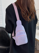 Corduroy Solid Color Crossbody Bag - Trendsi - Flyclothing LLC