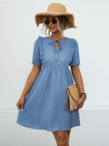 Tie Neck Short Sleeve Mini Dress - Trendsi - Flyclothing LLC