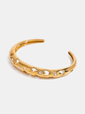Stainless Steel Inlaid Rhinestone Cutout Bracelet - Trendsi