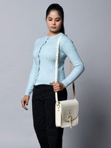 White Elegance Crossbody Sling Bag - Classy Leather Bags - Flyclothing LLC