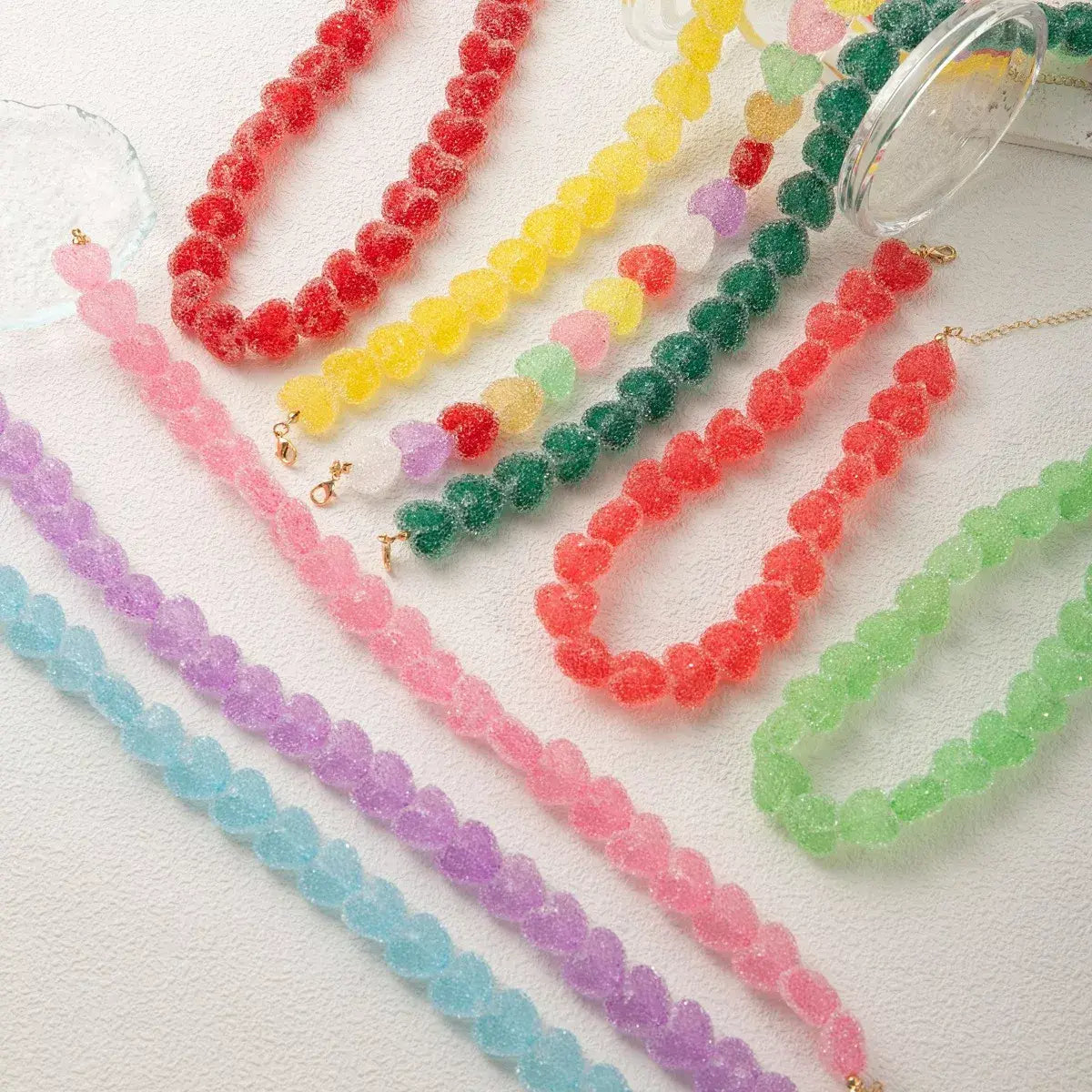 Colorful Resin Heart Necklace - Trendsi - Flyclothing LLC