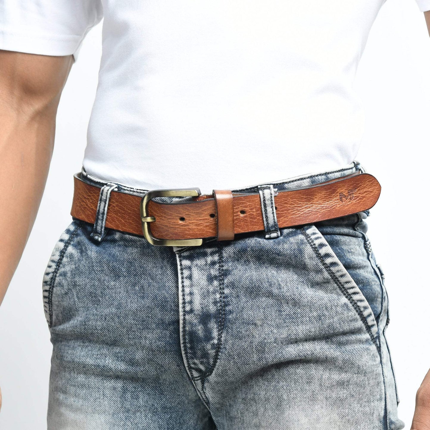 Formal Tan Leather Belt for Men - Classy Leather Bags - Flyclothing LLC