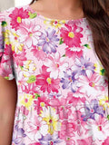 Printed Round Neck Tiered Dress - Trendsi - Flyclothing LLC