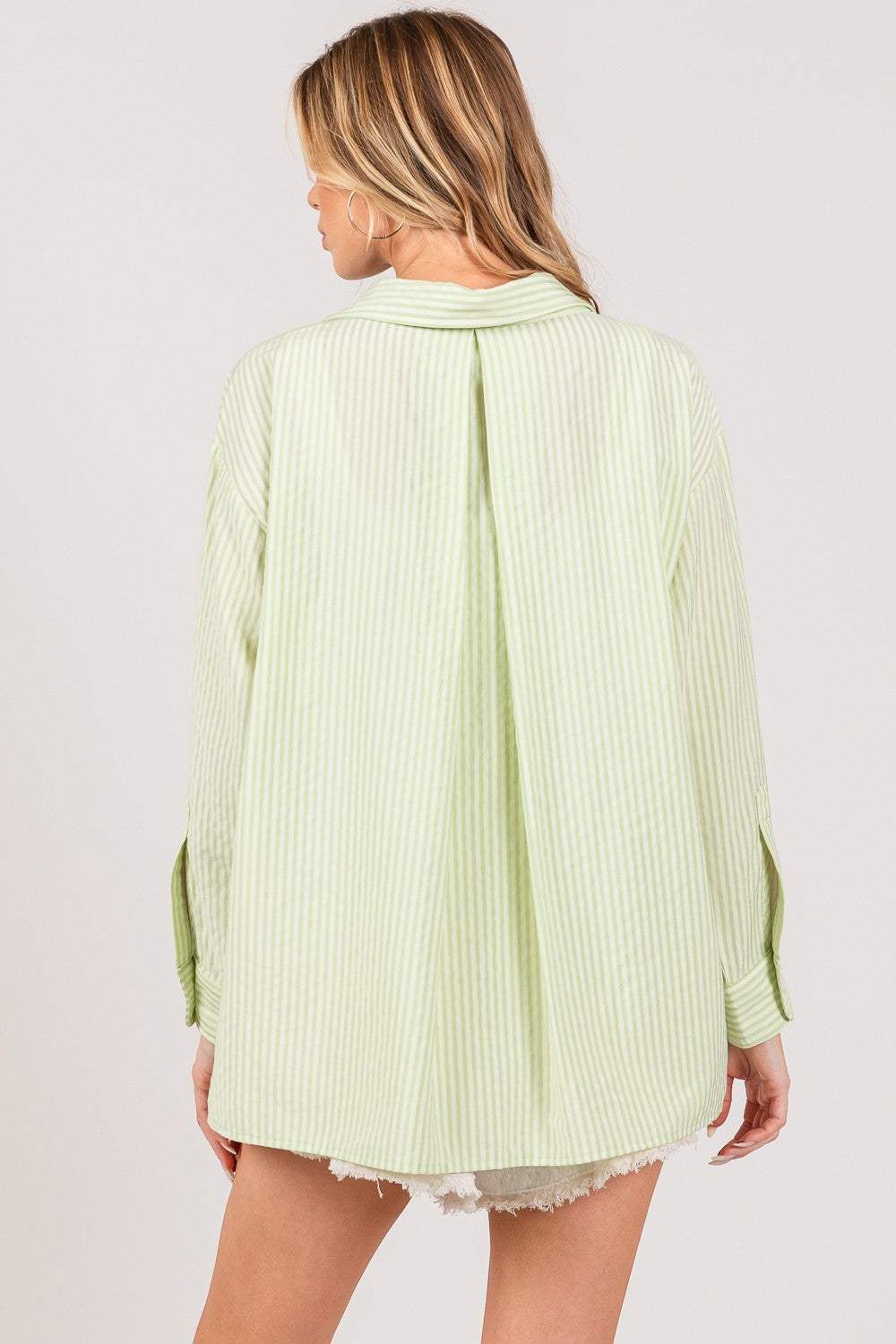 SAGE + FIG Striped Button Up Long Sleeve Shirt - Trendsi - Flyclothing LLC