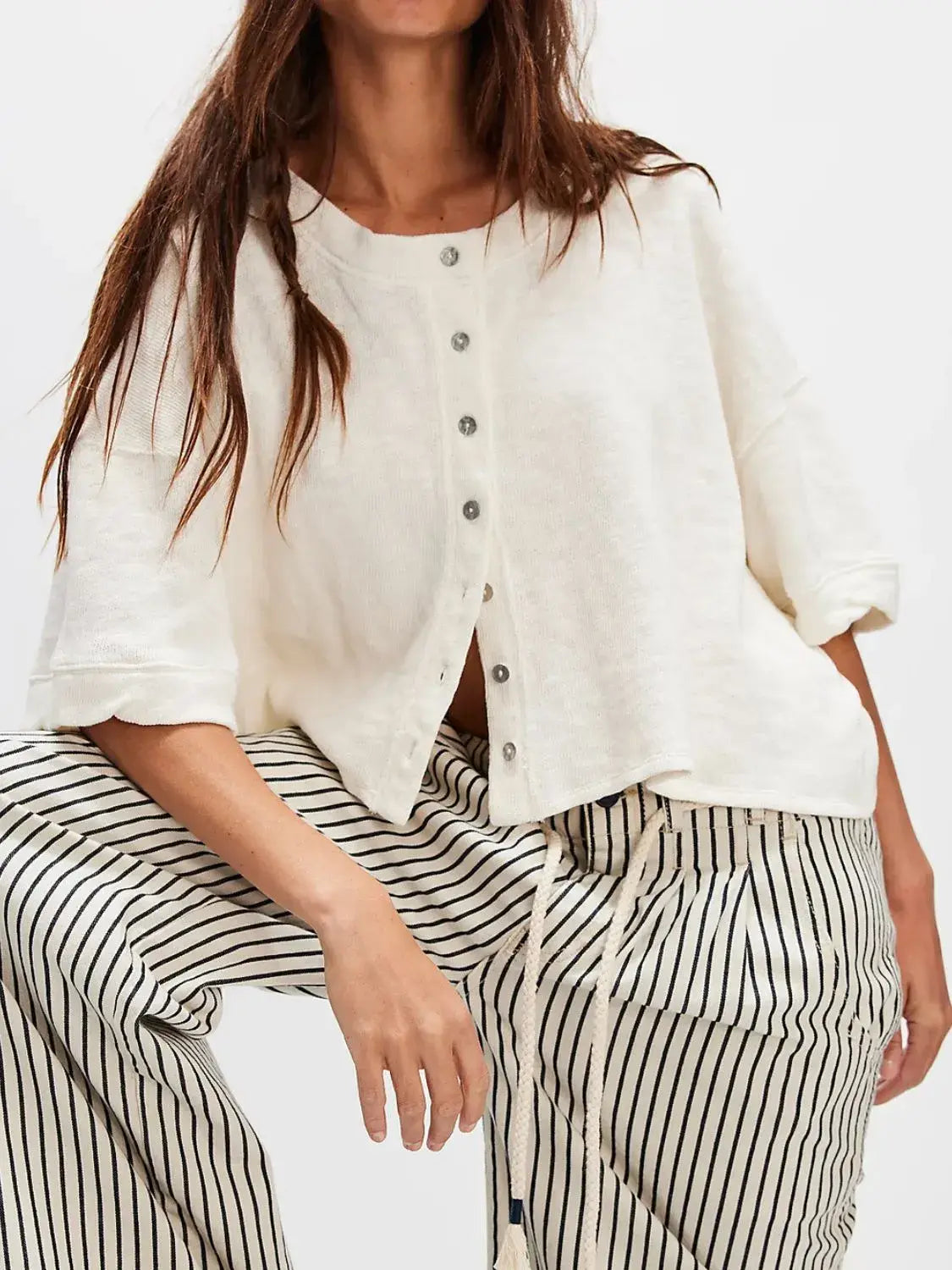 Button Down Half Sleeve Shirt - Trendsi - Flyclothing LLC