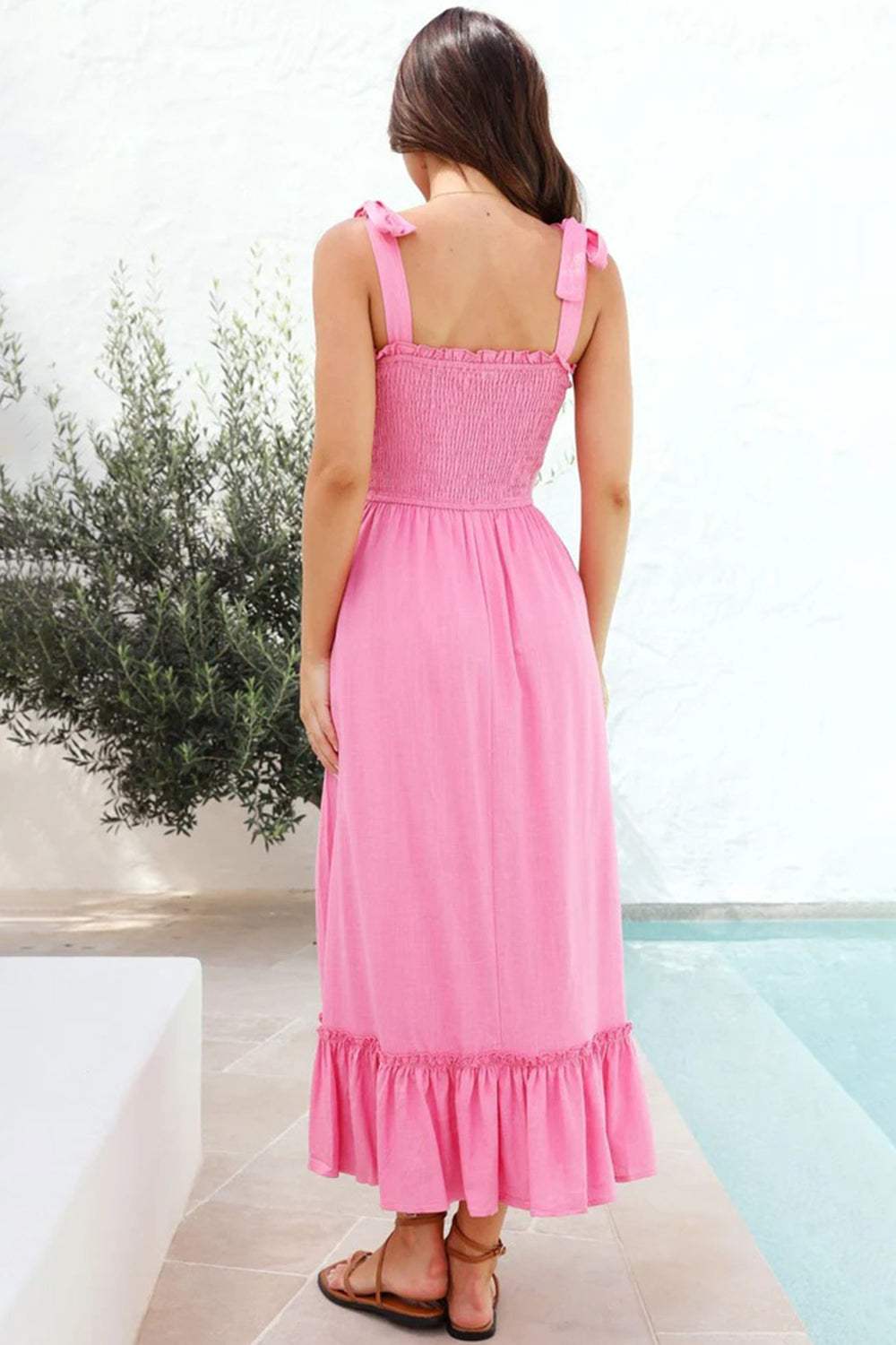 Ruffled Smocked Ruffle Hem Sleeveless Dress - Trendsi - Flyclothing LLC
