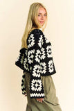 Davi & Dani Full Size Two Tone Flower Square Crochet Open Front Cardigan - Trendsi - Flyclothing LLC
