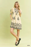 Umgee Paisley Mandala Print Babydoll Dress - Trendsi - Flyclothing LLC