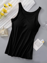 Round Neck Tank with Bra - Trendsi - Flyclothing LLC