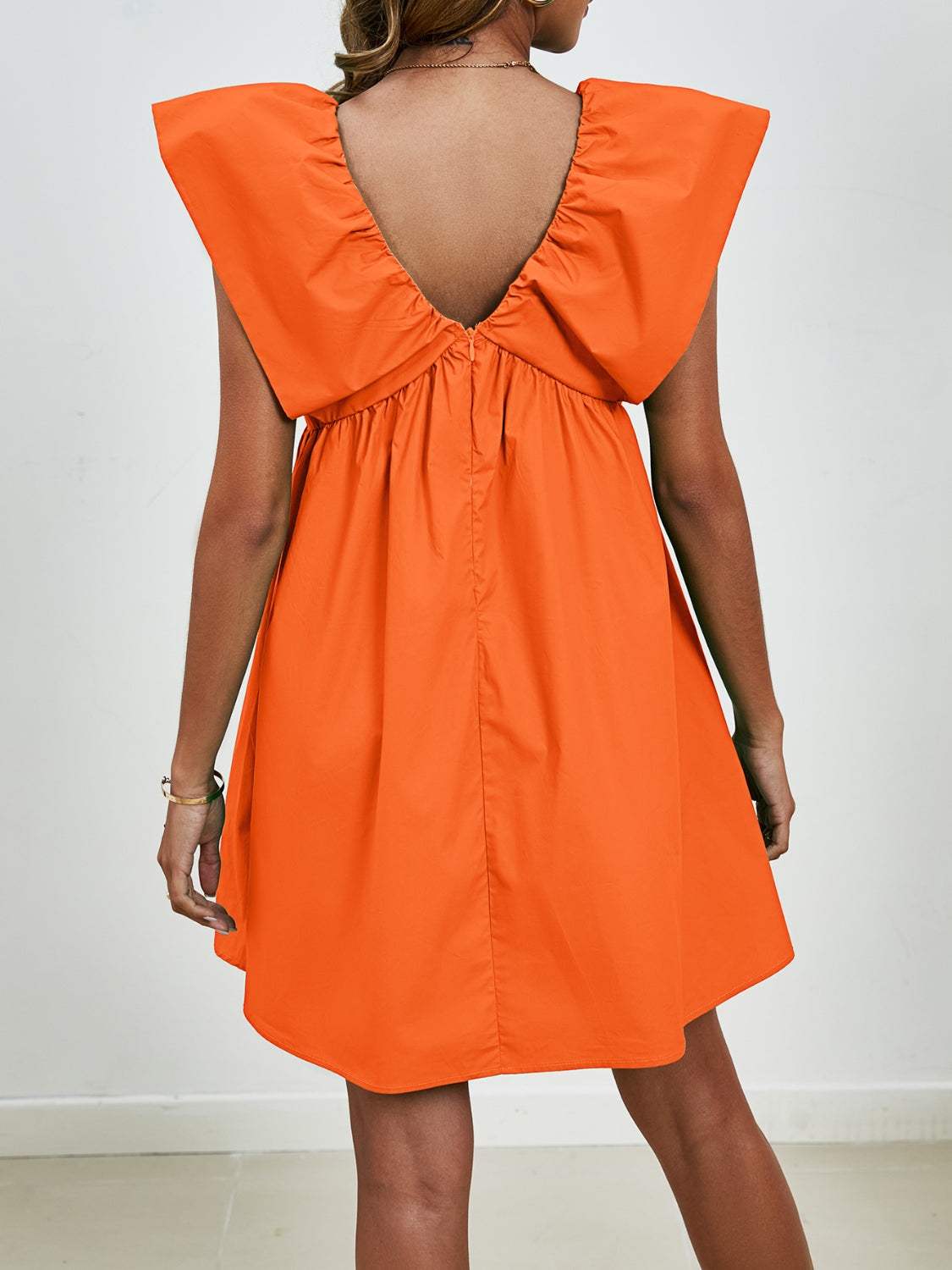 V-Neck Cap Sleeve Mini Dress - Trendsi - Flyclothing LLC