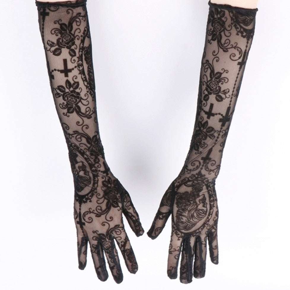 Sexy Lace Long Gloves Dark Skull Halloween Costume Accessories - My Store - Flyclothing LLC
