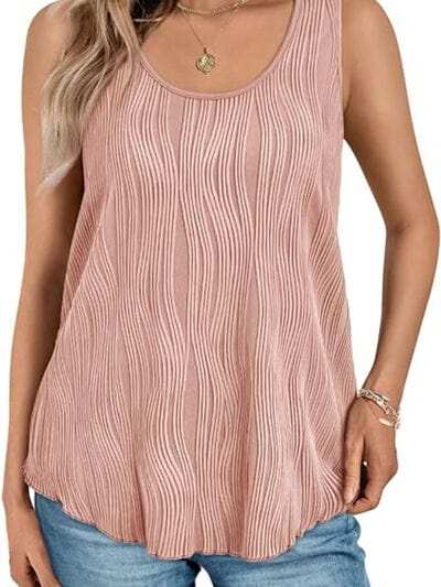 Round Neck Wide Strap Tank - Trendsi - Flyclothing LLC