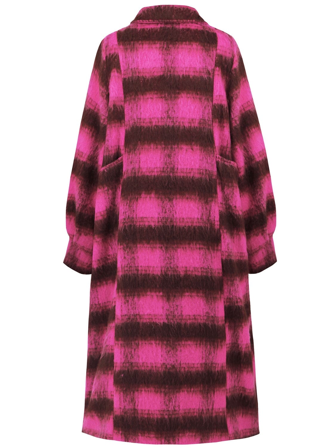 Contrast Double-Breasted Long Sleeve Longline Coat - Trendsi