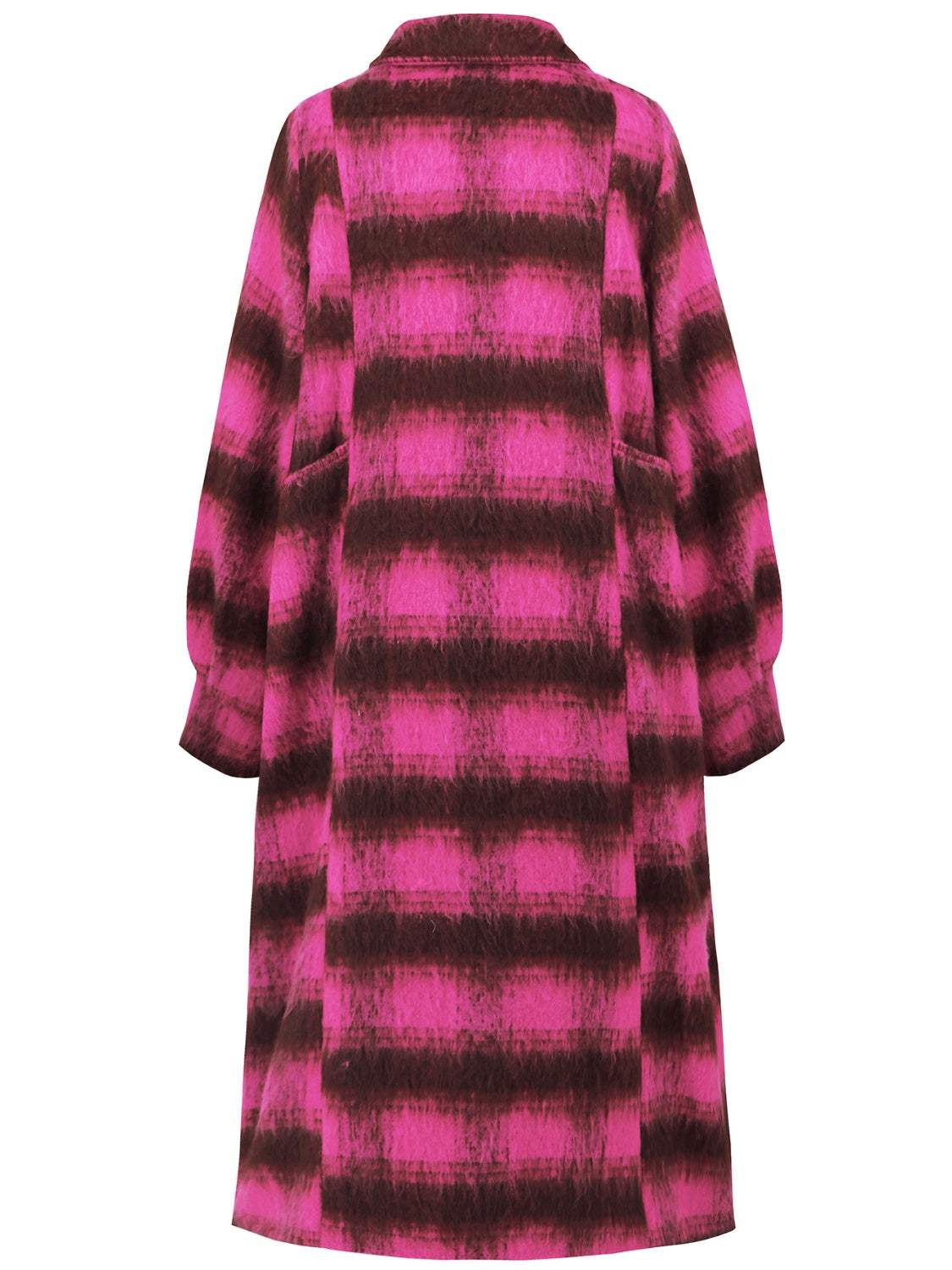 Contrast Double-Breasted Long Sleeve Longline Coat - Trendsi - Flyclothing LLC