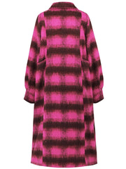 Contrast Double-Breasted Long Sleeve Longline Coat - Trendsi