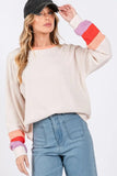 SAGE + FIG Color Block Waffle Knit T-Shirt - Trendsi