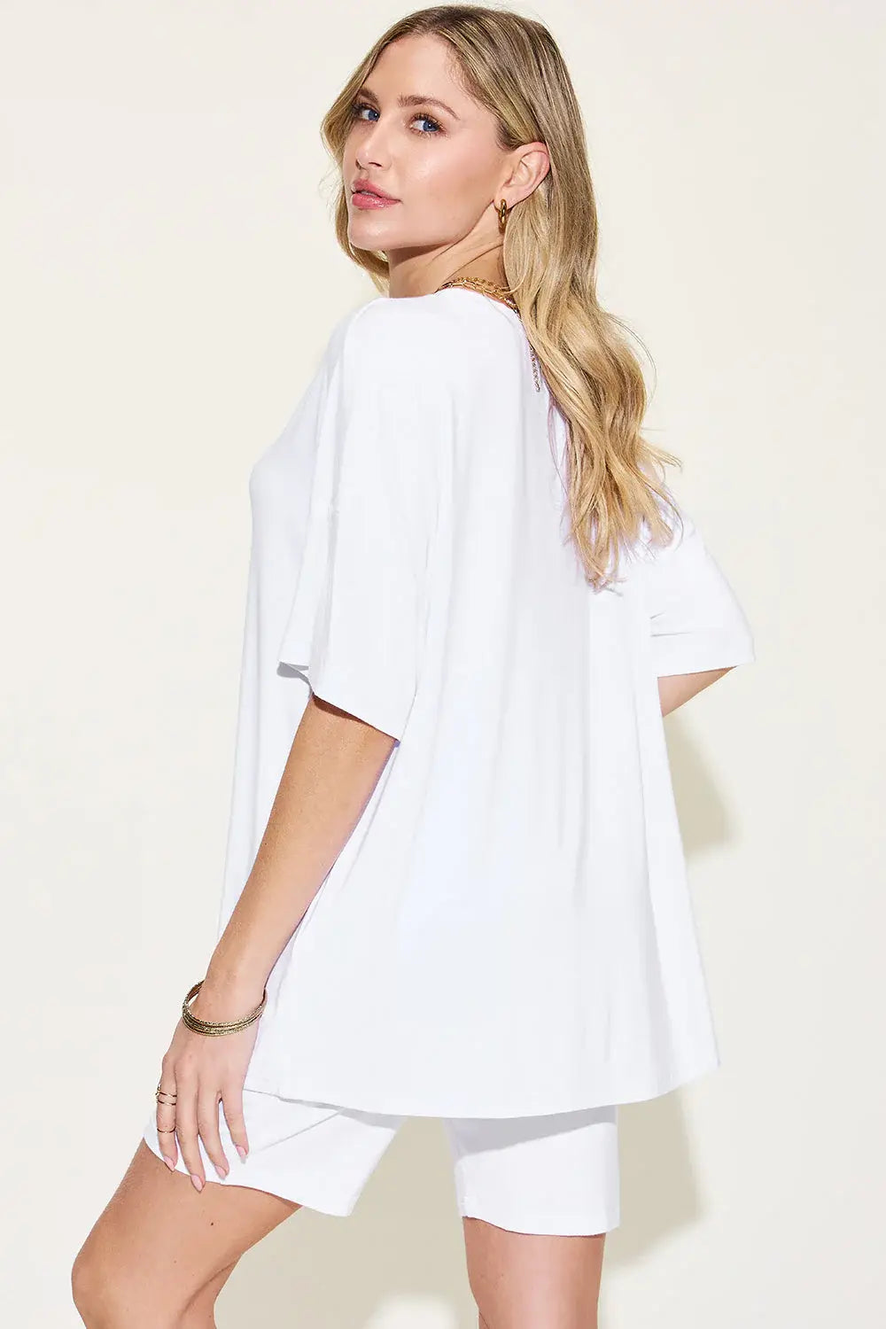 Basic Bae Full Size V-Neck Drop Shoulder T-Shirt and Shorts Set - ShopBasicbae - Flyclothing LLC