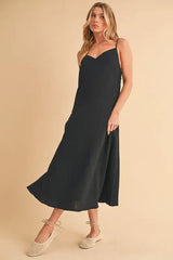 Aemi+Co Side Button Midi Cami Dress - Trendsi - Flyclothing LLC