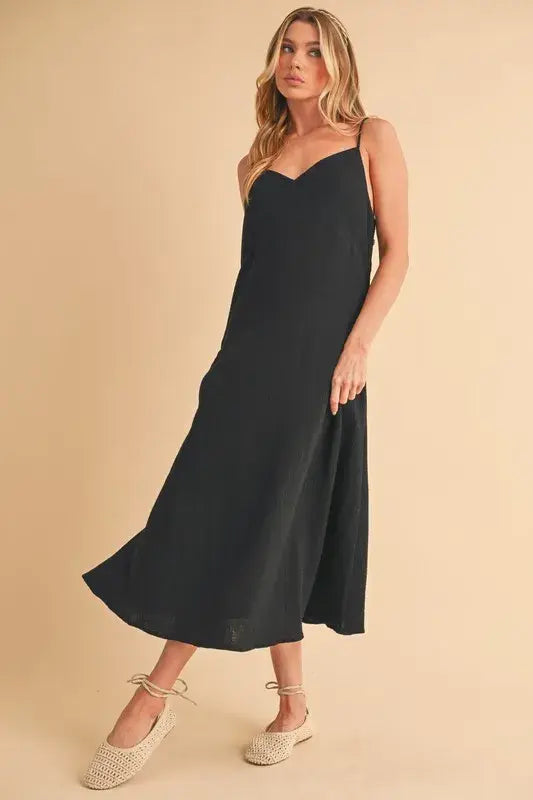 Aemi+Co Side Button Midi Cami Dress - Trendsi - Flyclothing LLC