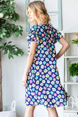 Heimish Full Size Floral Ruffled Short Sleeve Dress with Pockets - Trendsi - Flyclothing LLC