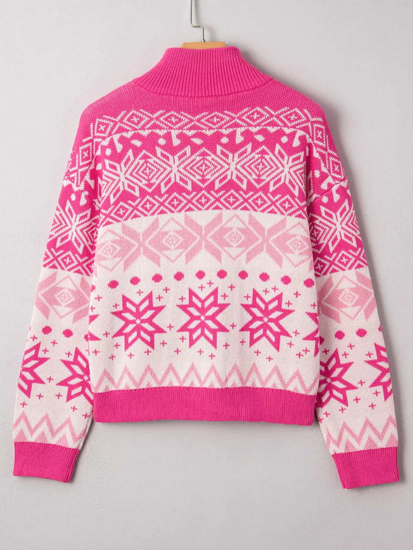 Christmas Snowflake Quarter Zip Collard Sweater - Trendsi - Flyclothing LLC