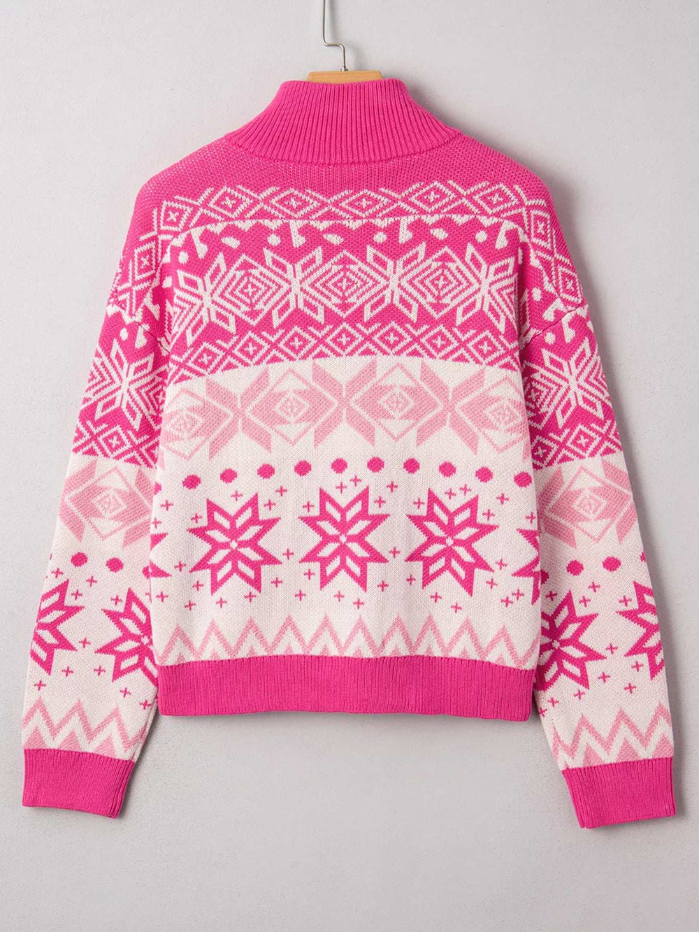 Christmas Snowflake Quarter Zip Collard Sweater - Trendsi - Flyclothing LLC