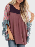 Full Size Printed Round Neck Three-Quarter Sleeve Blouse - Trendsi - Flyclothing LLC