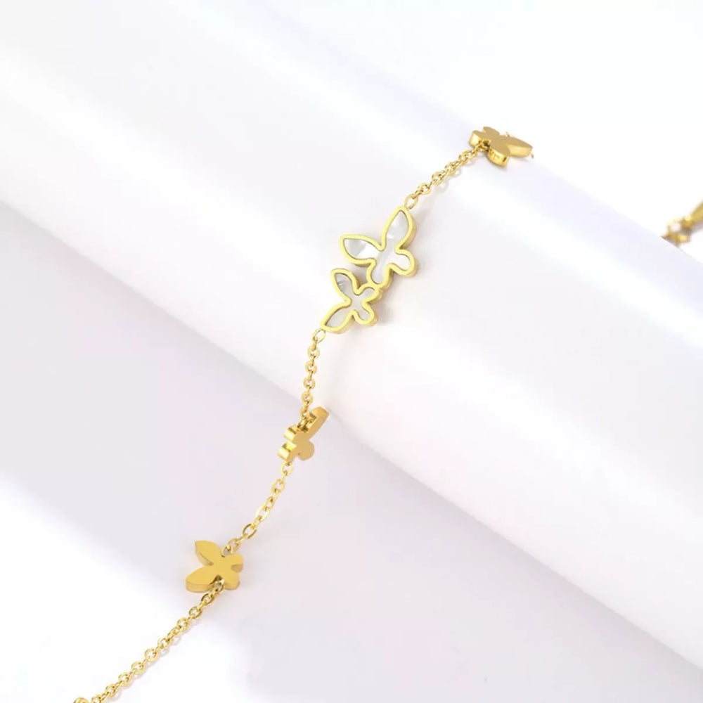 18K Gold-Plated Butterfly Charm Bracelet - Trendsi - Flyclothing LLC