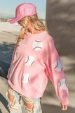 BiBi Sequin Baseball Patches French Terry Sweatshirt - Trendsi - Flyclothing LLC