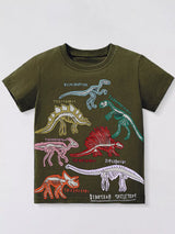 Children's Dinosaur Skeleton Round Neck T-Shirt - Trendsi - Flyclothing LLC