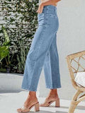 Button Fly Cropped Jeans with Pockets - Trendsi - Flyclothing LLC