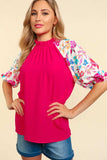 Haptics Frill Mock Neck Half Sleeve Blouse - Trendsi - Flyclothing LLC