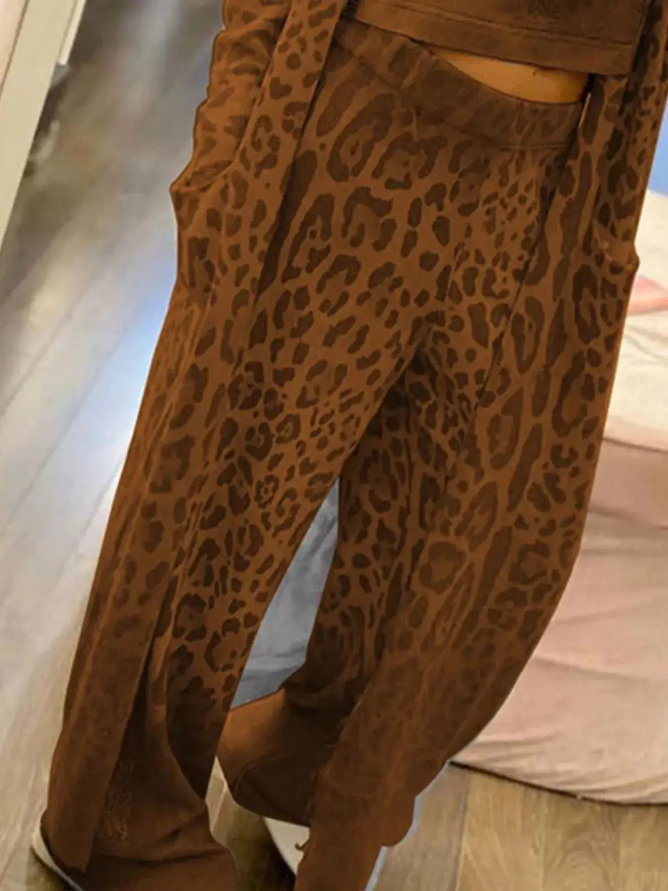 Long Sleeve Longline Outerwear and Pants Set - Trendsi - Flyclothing LLC