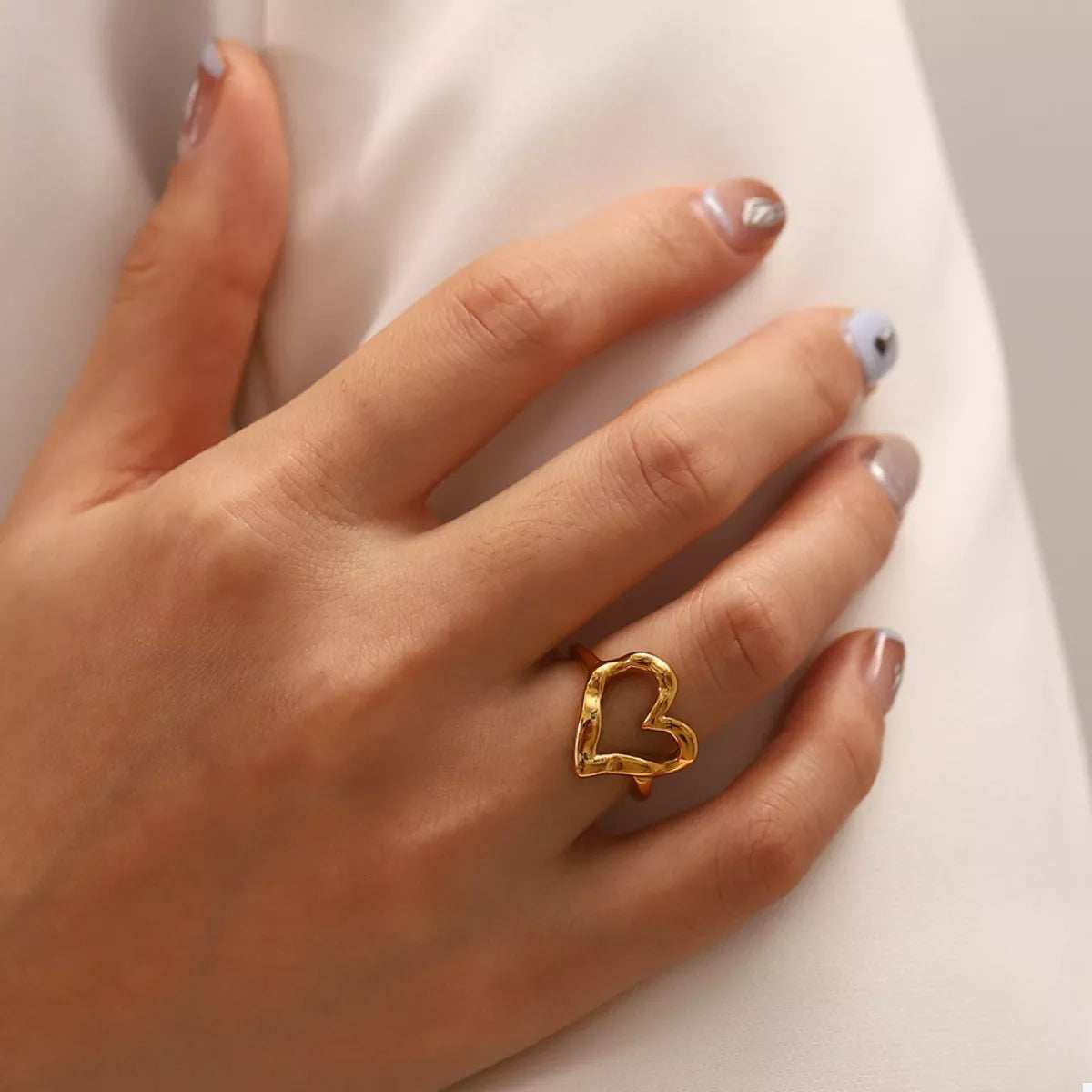18K Gold-Plated Heart Ring - Trendsi - Flyclothing LLC