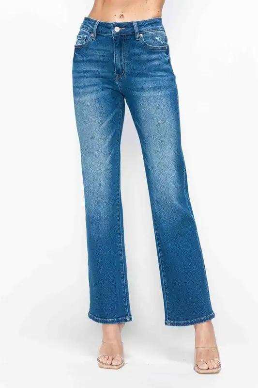 bytos Full Size Cat's Whiskers High Rise Straight Jeans - Trendsi - Flyclothing LLC