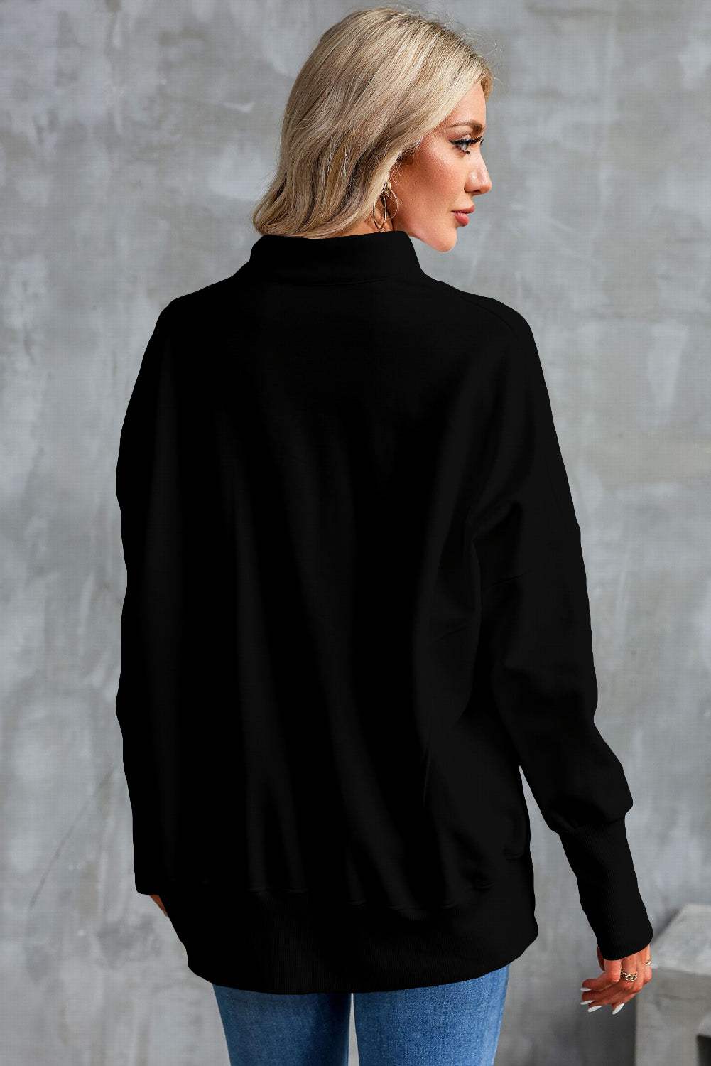 Half Zip Pocketed Dropped Shoulder Sweatshirt - Trendsi - Flyclothing LLC