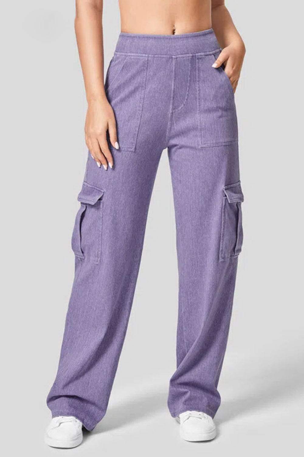 High Waist Straight Leg Cargo Jeans - Trendsi - Flyclothing LLC