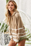 BiBi Drawstring Tie-Dye French Terry Hoodie - Trendsi