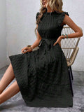 Tied Ruffled Cap Sleeve Midi Dress - Trendsi - Flyclothing LLC