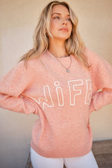 And The Why WIFEY & Heart Round Neck Sweater - Trendsi