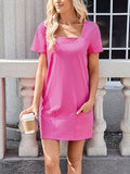 Lovelet Square Neck Short Sleeve Mini Tee Dress - Trendsi