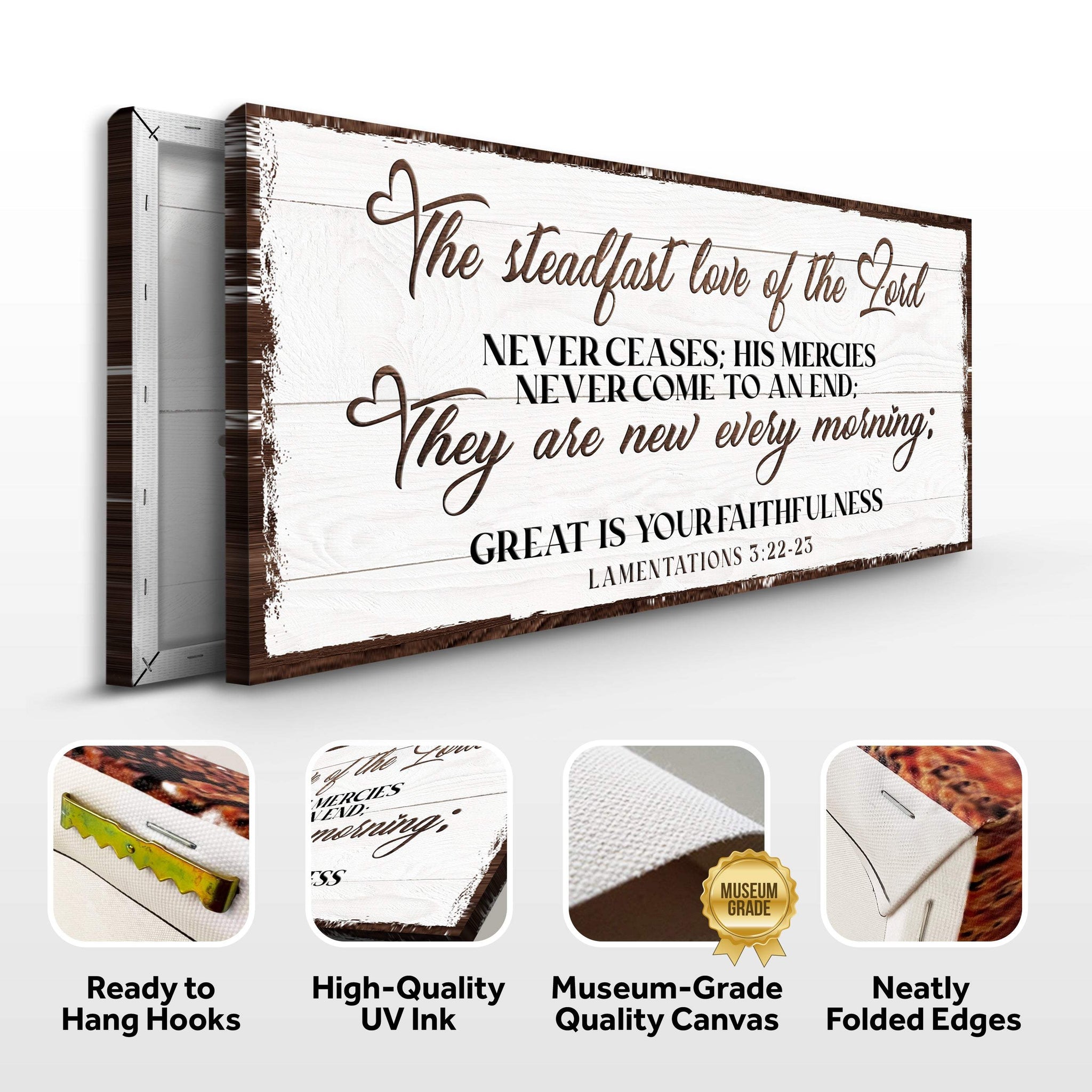 The Steadfast Love Of The Lord Lamentations 3:22-23 Faith Sign III - Tailored Canvases - Flyclothing LLC