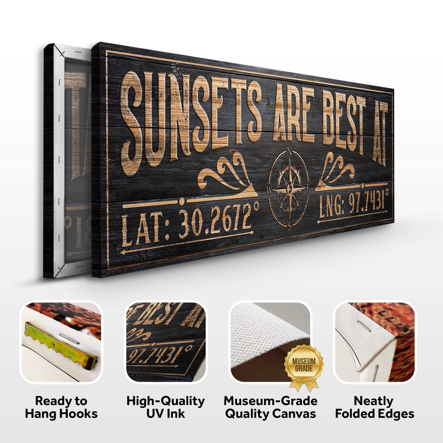 Sunsets Are Best At Coordinates Sign II - Tailored Canvases - Flyclothing LLC