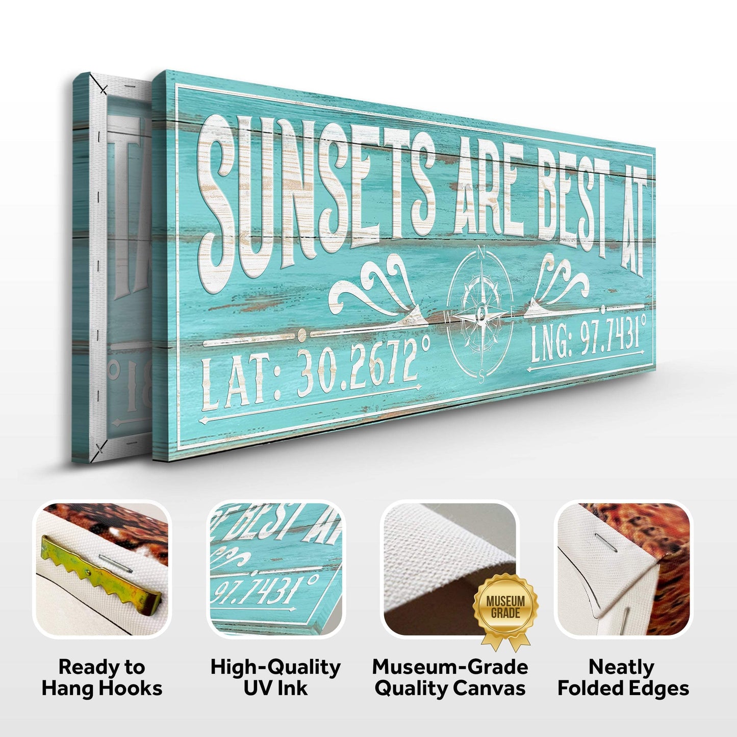 Sunsets Are Best At Coordinates Sign III - Tailored Canvases - Flyclothing LLC