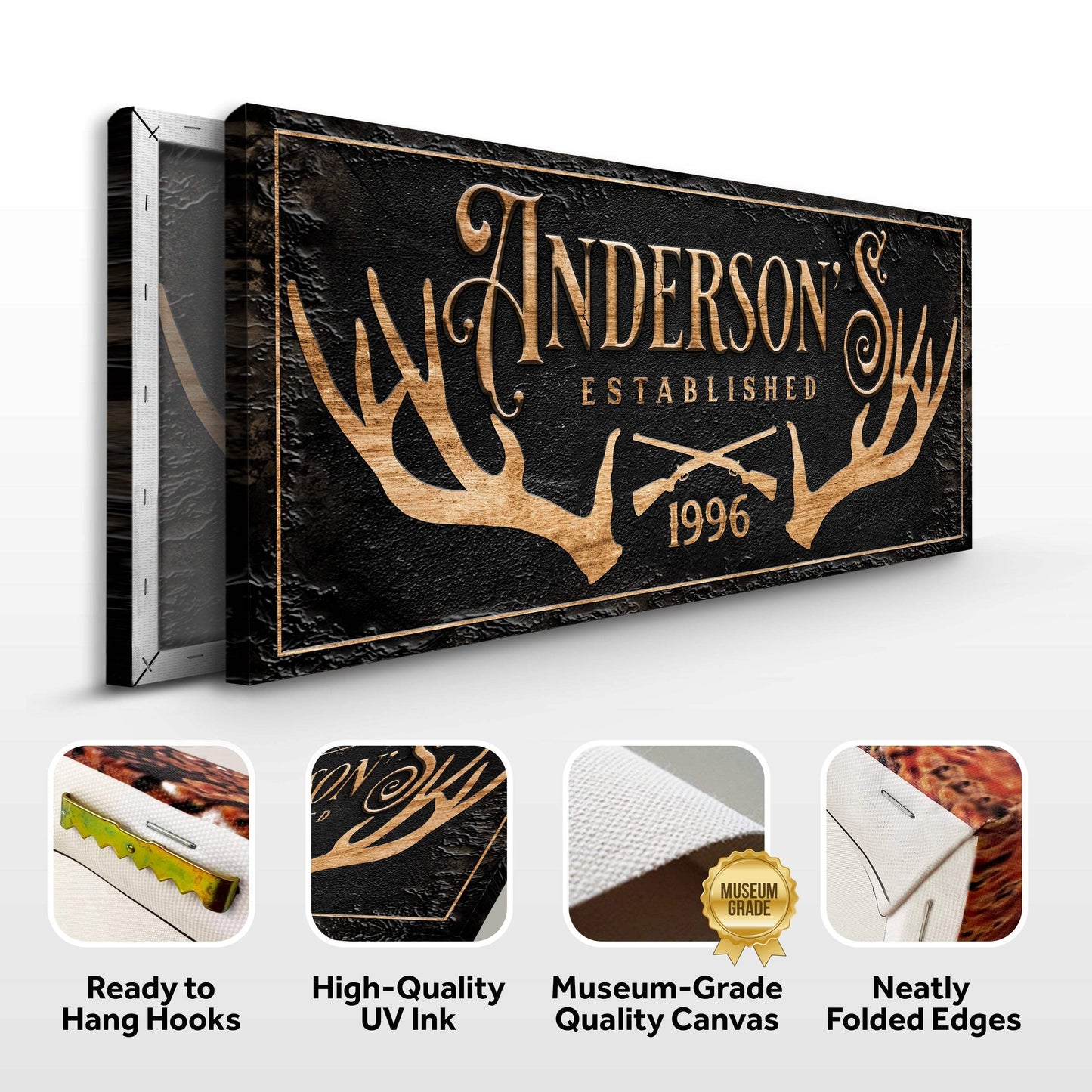 Personalized Family Antler Sign II - Tailored Canvases - Flyclothing LLC