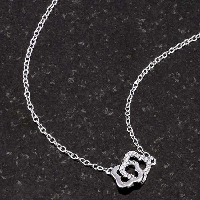 .21 Ct Rhodium Necklace with Floral Links - JGI - Flyclothing LLC