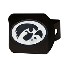 Iowa Hawkeyes Black Metal Hitch Cover with Metal Chrome 3D Emblem - Iowa