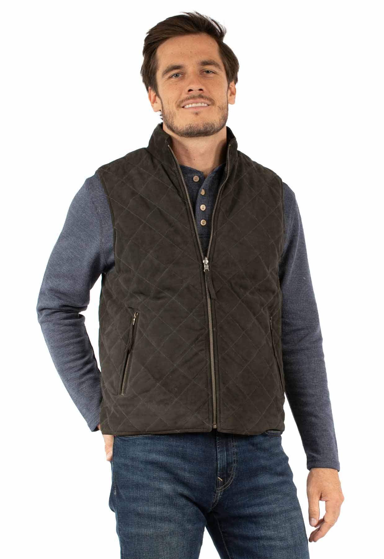 Leatherwear mens 100% leather Charcoal Men's zip front vest - Scully Leather - Flyclothing LLC