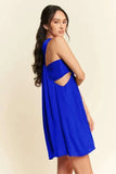 Davi & Dani Washed Satin Cutout Skirt Bandeau Mini Dress - Trendsi