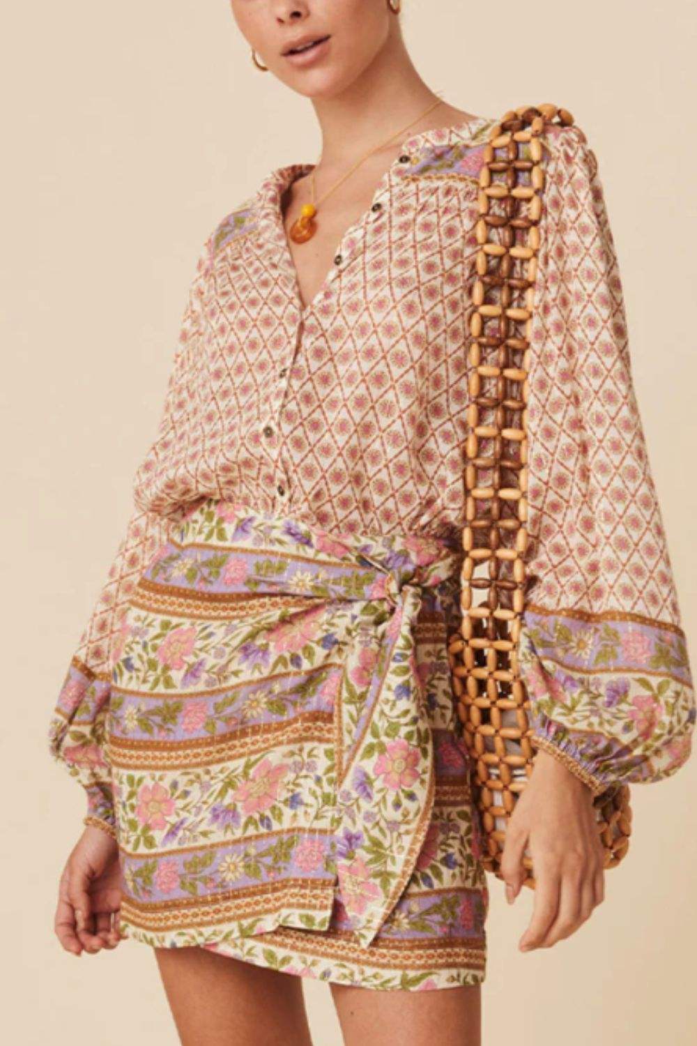 Printed Button Down Long Sleeve Shirt - Trendsi - Flyclothing LLC